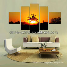 5 splitting panels Painting Arts of sunset forest images